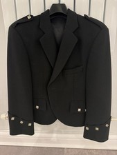 Boys Black Argyll Kilt Jacket and Waistcoat, Size 36/34, Genuine Items