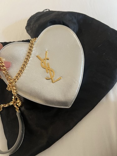 Ysl silver metallic heart - ysl,