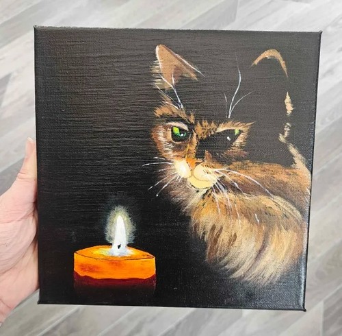 Original acrylic cat - acrylic, painting