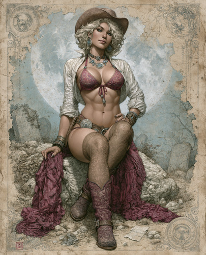 Blonde cowgirl burgundy - in,