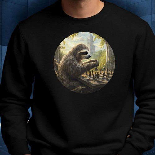 Sloth plays chess sweatshirt - sloth,