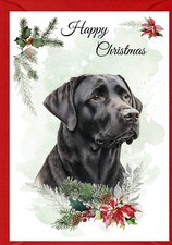 Labrador Retriever Black Dog (4"x 6") Christmas Card (Blank inside) by Starprint