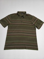 (#10) Nike Tiger Woods Dri-Fit Striped Polo Mens Sz Large Green Striped 