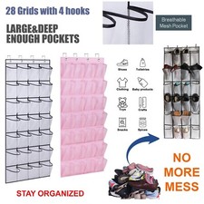 24 Pockets Over Door Hanging Organiser Shoe Shelf Rack Storage Bag Tidy Hanger