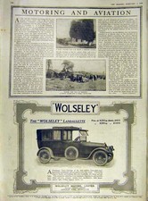 Original Old Vintage Print Motor-Car Napier Wolseley Landaulette Vehicle 1919