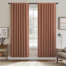 Blackout Curtains for Living Room 80 Inch Long 2 Panels Set Bedroom Linen Bla...