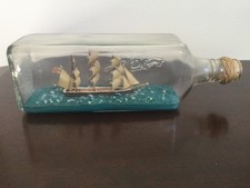 Vintage Ship In A Bottle Sailing Ship in Rare W & A Gilbey Gin Bottle