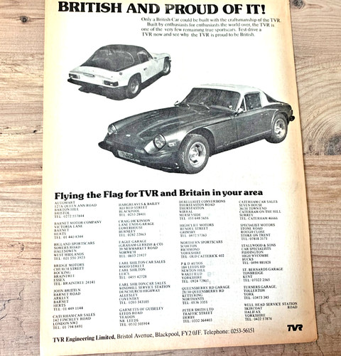 Tvr range 1970s frameable - tvr,