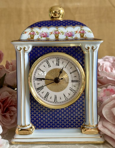 Porcelain desk mantle clock - porcelain, or