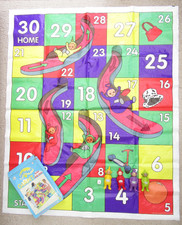TELETUBBIES LARGE SLIDE & SING SNAKES & LADDERS GAME & PLASTIC TOY FIGURES