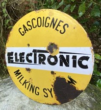 Vintage Original Gascoignes Electronic Milking Antique Advertising Enamel Sign
