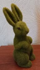 Easter Spring Bunny Rabbit Green Flocked Ornament Decoration 10 ins  - NEW