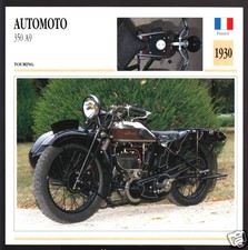 1930 Automoto 350cc A9 France Motorcycle Photo Spec Sheet Info Stat Atlas Card