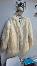 Pretty Little Thing Faux Fur Jacet  Cream Size 12 BNWT