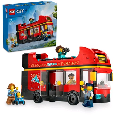 Lego city red double decker - red, double-decker