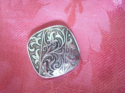 Vintage silver tone scarf ring - silver,