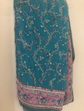 BEAUTIFUL BLUE & PINK HEAVY WEDDING SAREE SARI LENGHA OUTFIT PROM SUIT DRESS