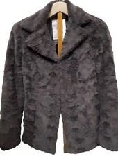 DEBENHAMS ROCHA JOHN ROCHA Ladies BROWNY /GREY Mottled FAUX FUR COAT.  SIZE 12