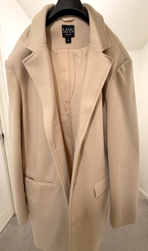 Boohooman beige long overcoat - boohooman,