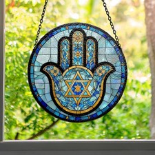 Hamsa Star of David Suncatcher
