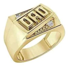 Men's DAD 1.8Ct Round Lab Created Diamond 14K Gold Finish Anniversary Gift Ring