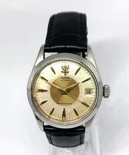 Rare Dial. TUDOR Oyster Big Rose Mechanical Watch. 34mm Case. Date. Secs. Men`s.