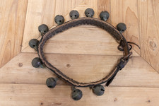 Antique 19th Century Goat Cow Leather Brass Bell Collar / Wreath / Table Centre