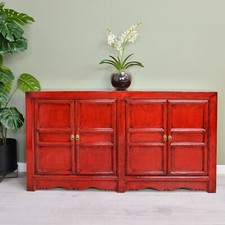 Oriental Chinese Style Red 4 Door Cabinet Thailand Sideboard Unit Cupboard