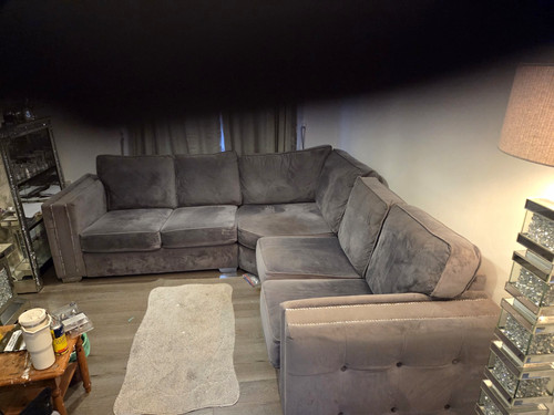 Grey velvet corner sofa - grey,