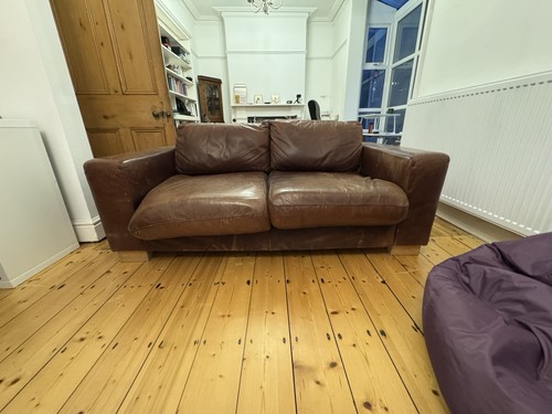 Tan leather sofa seater - sofa, 3