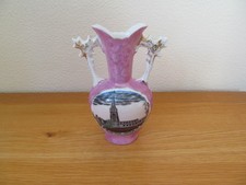 ANTIQUE PINK LUSTRE VASE TRANSFER VIEW OF KETTERING CHURCH