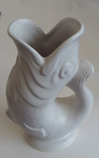 VINTAGE GURGLING FISH JUG DARTMOUTH DEVON WHITE 9.1/4"