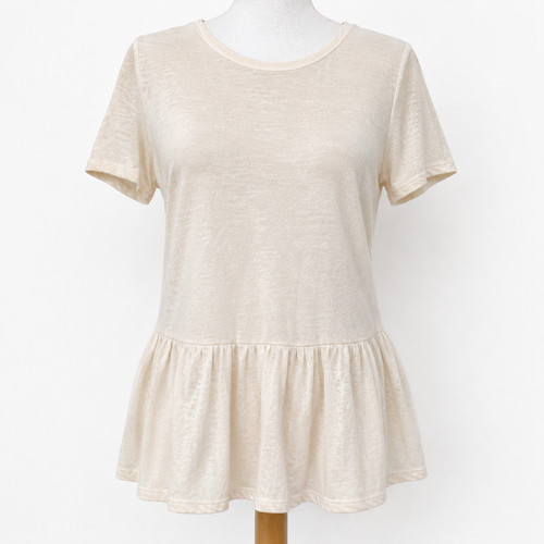 Zara 100 linen beige - linen, peplum