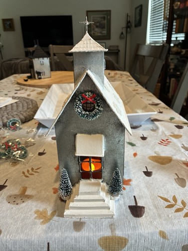 Christmas tin church - church,