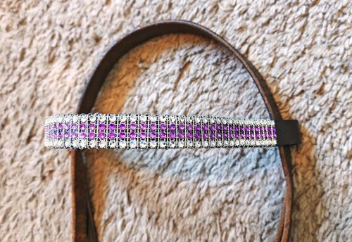 Bling browband purple - browband, silver