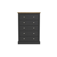 Devon 5 Drawer Chest Charcoal and Oak Traditional Bedroom Storage Unit