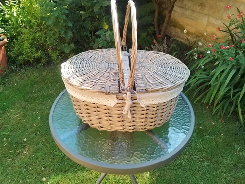 Vintage wicker picnic basket - vintage,