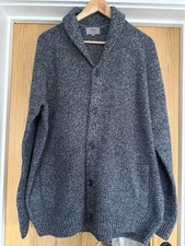 Marks & Spencer Chunky Knitted Heavy Cardigan XXL MENS Blue Mix Pockets Button