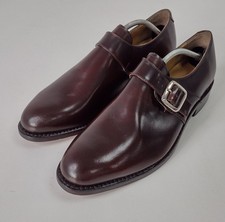Samuel Windsor Monk Strap Shoes Men's UK 8.5 Brown Leather Handmade Formal