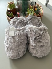 Brand New Next Girls Slippers Size 13  Fluffy Grey Mules