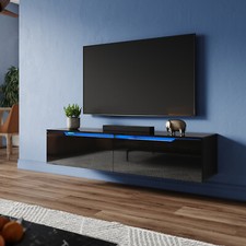 140/160/180cm High Gloss Floating LED TV Stand Unit Storage Cabinet Black/White