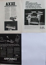 3 x ARP Synthesiser Vintage Adverts Posters 1977/78 - Omni-2 Odyssey Axxe 2600