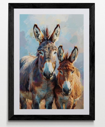 Donkey framed canvas picture - donkey,