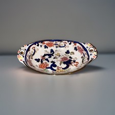 Mason's Ironstone Blue Mandalay Twin Handled Oval Serving Bowl-1st Quality