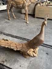 Solid Teak Peacock Bird