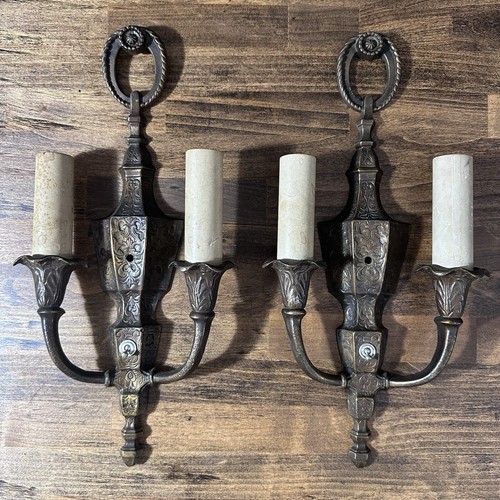 Pair antique ornate brass - pair,