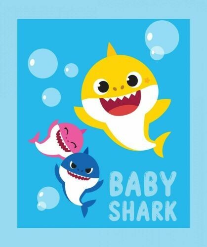Baby shark family quilt panel - shark,