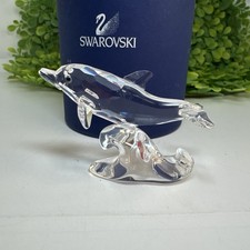 Swarovski Crystal Baby Dolphin on Wave  Figurine with Box #678507
