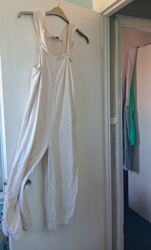 Beige linen blend wide - linen, leg