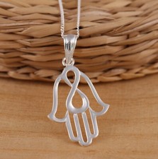 925 Sterling Silver Hamsa-Hand of Fatima Infinity Pendant Necklace Chain Boxed